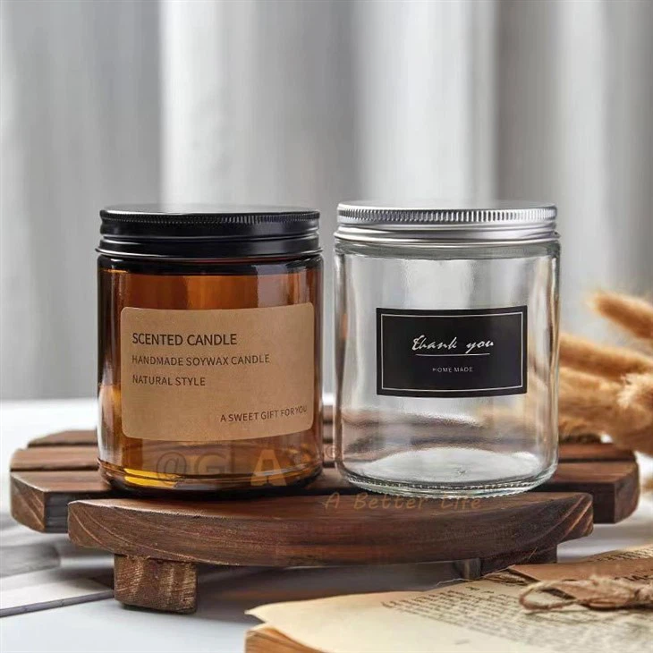 Amber Glass Candle Jar